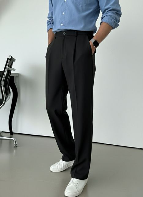 INDICLUB Men Relaxed Black Polycotton Trousers - Image 7