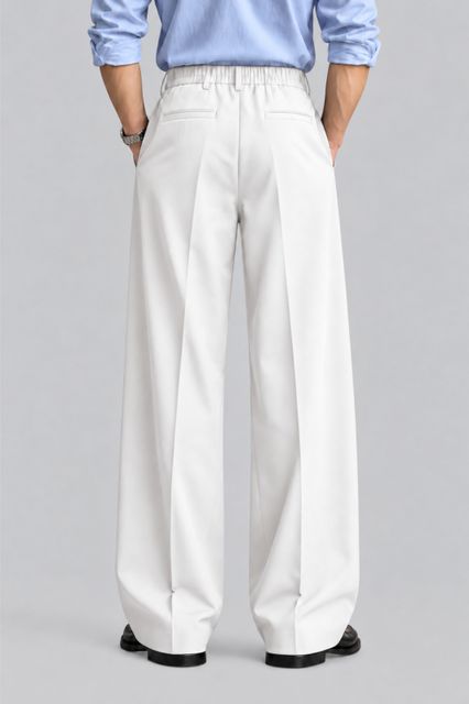 nightscape Men Loose Fit White Lycra Blend Trousers - Image 3