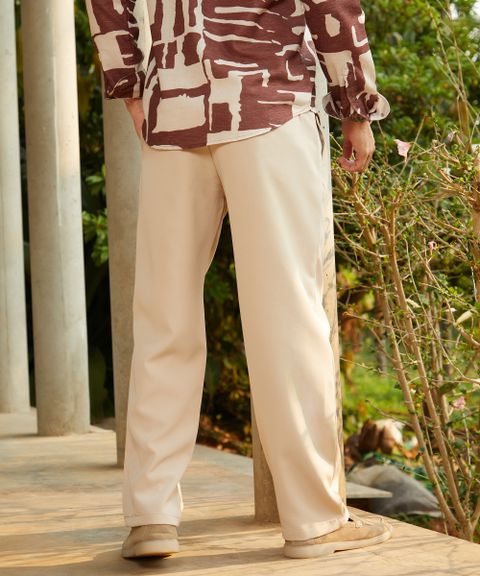 CAHOOT Men Regular Fit Beige Polycotton Trousers - Image 3