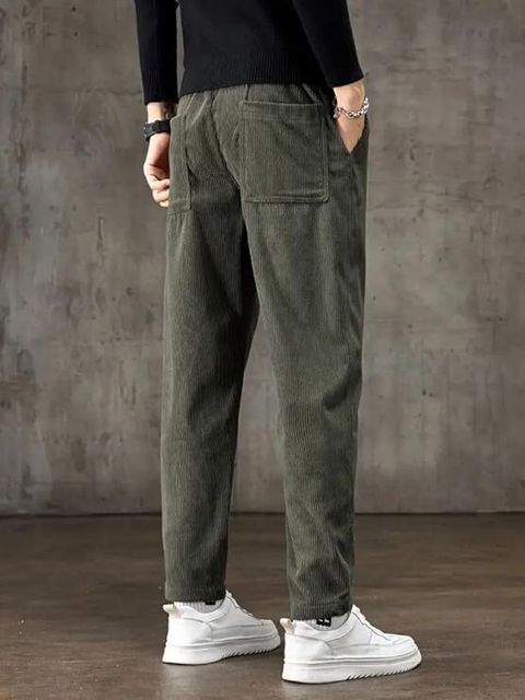 METRONAUT Men Green Lycra Blend Regular Fit Trousers - Image 8