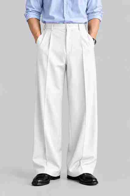 nightscape Men Loose Fit White Lycra Blend Trousers - Image 2