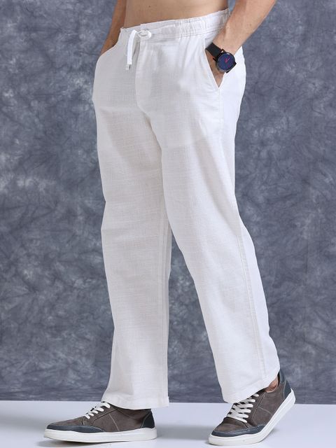 Plus91 Men Relaxed White Pure Linen Trousers - Image 7