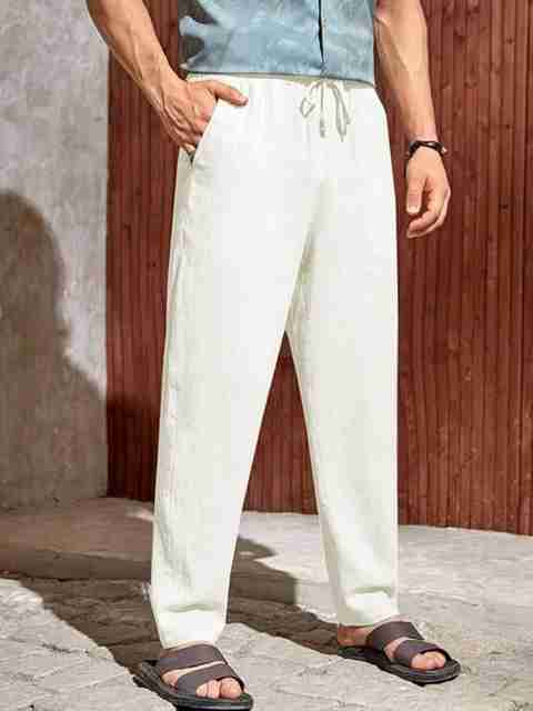 TAGDO Men Regular Fit White Cotton Blend Trousers - Image 5