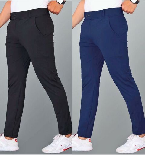 DKB CREATIONS Men Regular Fit Lycra Blend Trousers (Pack of 2, Blue & - Image 8
