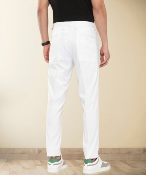 SYLZON Men Slim Fit White Polyester Trousers - Image 6