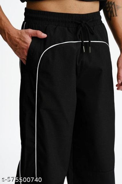 LEXREX Men Loose Fit Black Cotton Blend Trousers - Image 5