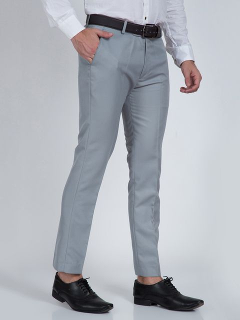 CYPHUS Men Regular Fit Grey Cotton Blend Trousers - Image 8