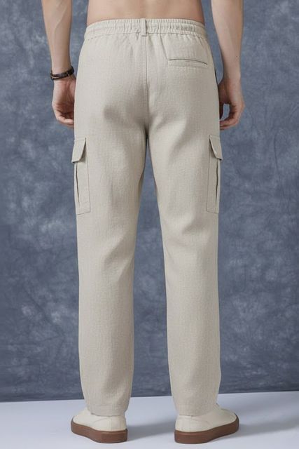 METRONAUT Men Beige Linen Blend Trousers - Image 7