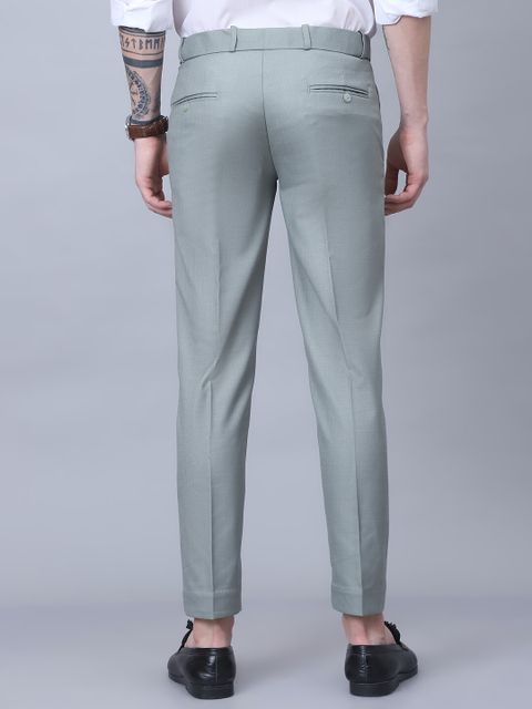 Tanip Men Regular Fit Light Green Cotton Blend Trousers - Image 3