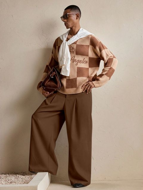 Klossy Men Loose Fit Brown Viscose Rayon Trousers - Image 8