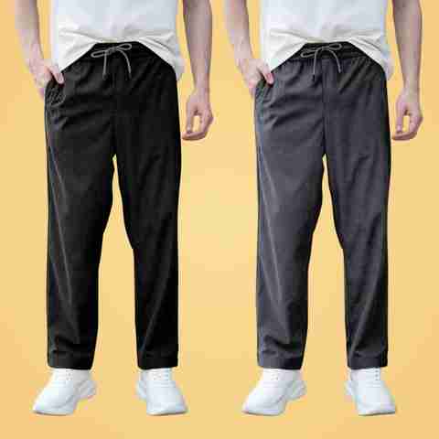 GIBBONTE Men's Pack of 2 Track Pants (Black, Grey) - Image 5