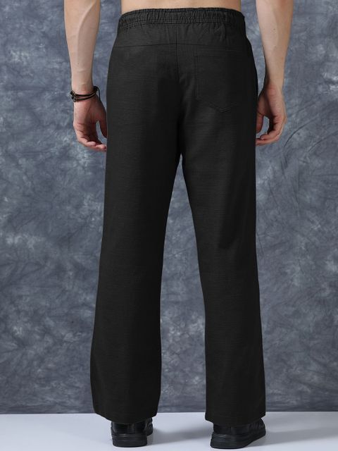 Plus91 Men Relaxed Black Pure Linen Trousers - Image 6