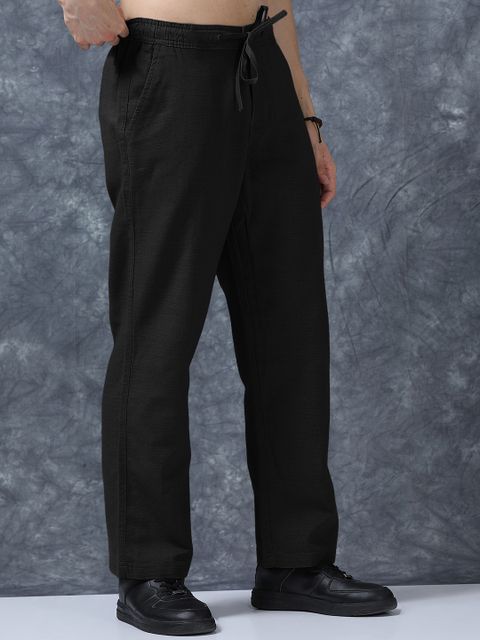 Plus91 Men Relaxed Black Pure Linen Trousers - Image 8