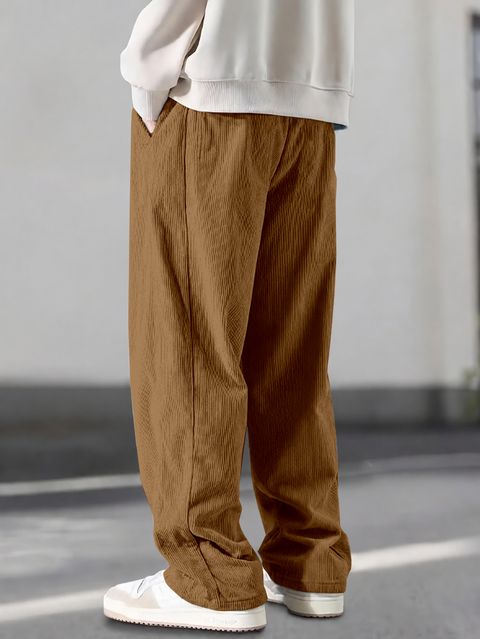 dorell Pack of 2 Men Loose Fit Brown, White Polyester Trousers - Image 6