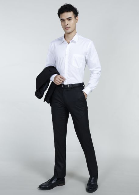 PETER ENGLAND Men Slim Fit Black Polyester Trousers - Image 6