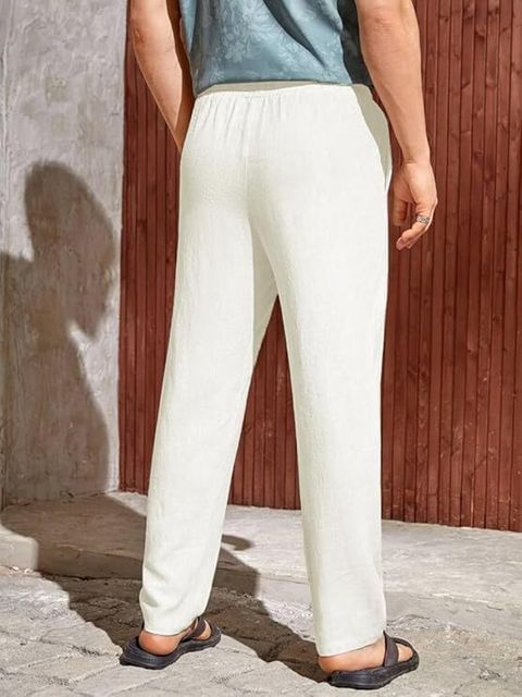 TAGDO Men Regular Fit White Cotton Blend Trousers - Image 6