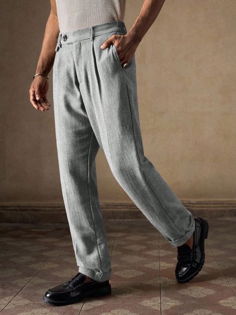 POSHAX Men Regular Fit Grey Polyester Trousers - Image 5