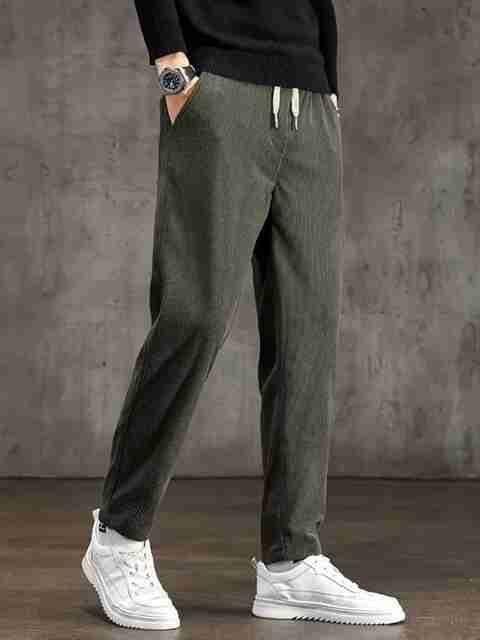 METRONAUT Men Green Lycra Blend Regular Fit Trousers - Image 5