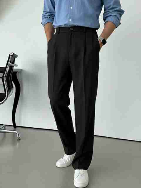 INDICLUB Men Relaxed Black Polycotton Trousers - Image 5
