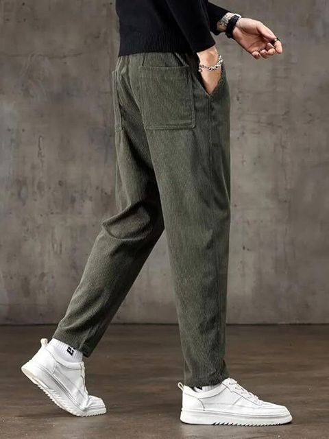 METRONAUT Men Green Lycra Blend Regular Fit Trousers - Image 7