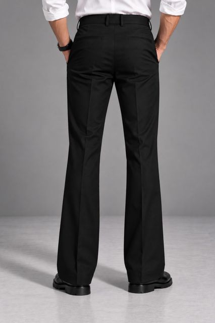 nightscape Men Flared Black Polycotton Trousers - Image 7