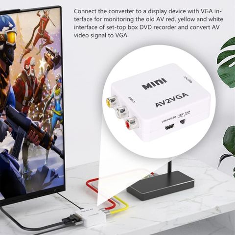 Sancy Mini HD AV to VGA Video Converter with 3.5mm Audio (White) - Image 5