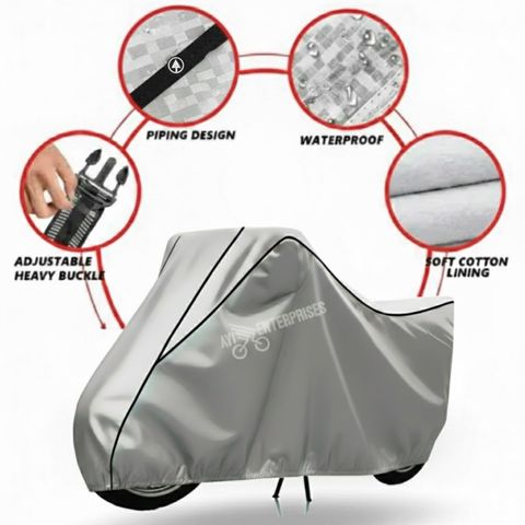 Ayi Waterproof Two Wheeler Cover for Bajaj Pulsar 160 NS DTS-i, Silver - Image 4
