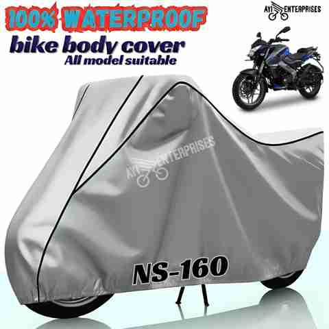 Ayi Waterproof Two Wheeler Cover for Bajaj Pulsar 160 NS DTS-i, Silver - Image 2