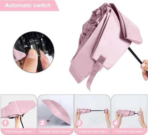 RAINGAL Mini Folding Compact Umbrella Pink - Image 8