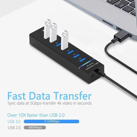 CSENB 7 Port USB 3.0 Hub Black - Image 4