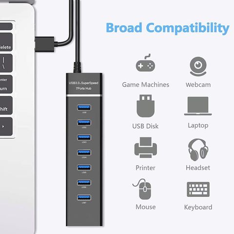 CSENB 7 Port USB 3.0 Hub Black - Image 3