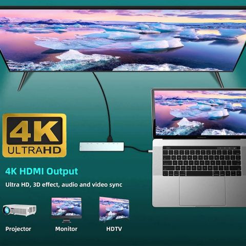 PLUGPULSES 8-in-1 USB C Docking Station with HDMI, Ethernet, SD Card Reader 8In1 USB-C Hub with 4K HDMI, USB 3.0/2.0 Ports, RJ45 Ethernet, SD/TF Card Slots USB Hub (Grey) - Image 8