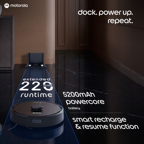 Motorola GlideBot Robotic Floor Cleaner with 2 in 1 Mopping and Vacuum 11000 Pa Suction, 5200mAh Battery, Covers 1800+ Sq ft in Single Charge, Anti Tangle Technology, Advanced Laser Navigation & Mapping (WiFi Connectivity) (Black) - Image 8