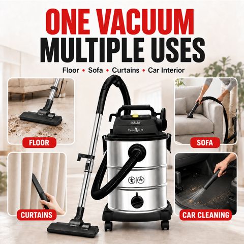 Inalsa Master Vac 35 Wet & Dry Vacuum Cleaner Master Vac 35 Wet & Dry Vacuum Cleaner 35 LTR Capacity,1700 W,22 kPa Suction,Blower Function, HEPA Filter, House Cleaning Machine,Industrial Vacuum Cleaner Heavy Duty (Black) (Black) - Image 8