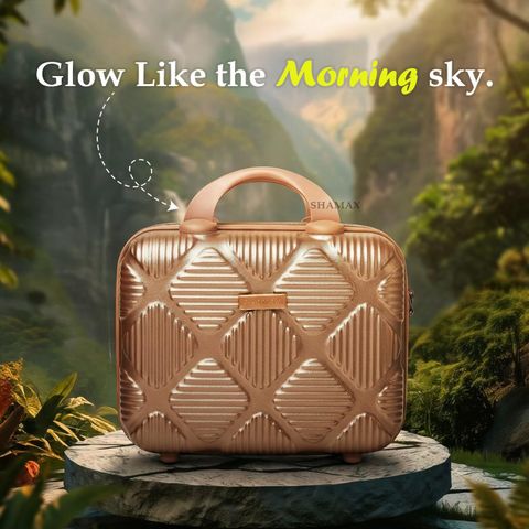 Shamax Cosmetic Bag Makeup Storage Box for Women Bridal, Makeup Organizer Vanity Case Mini Luggage, Portable (easy to carry), Travel Friendly Vanity Box (Rose Gold) - Image 7