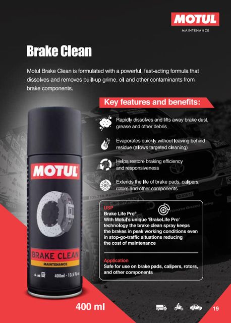 Motul Brake Clean 400ml Disc & Drum Degreaser - Image 6