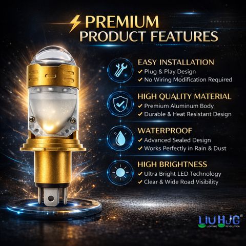 LIU HJG H4 Golden Projector Fog Lamp LED 12V 50W - Image 6