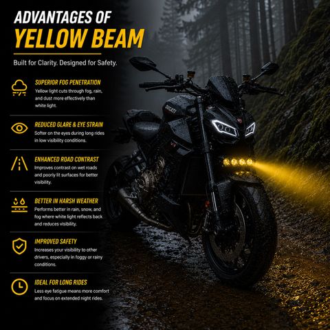 automunk 4 Lens LED Driving Light for Bike Car White Yellow Beam Fog Lamp Motorbike LED (12 V, 40 W) (Universal For Bike, Pack of 1) - Image 7