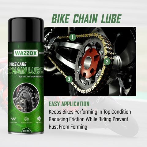 WAZZOX Bike Chain Lubricant Spray With Brush Cleaner For All Chain Type | Lubrication Rust protection Prevent Chain Breakage Chain Oil (500 ml, Pack of 1) - Image 7