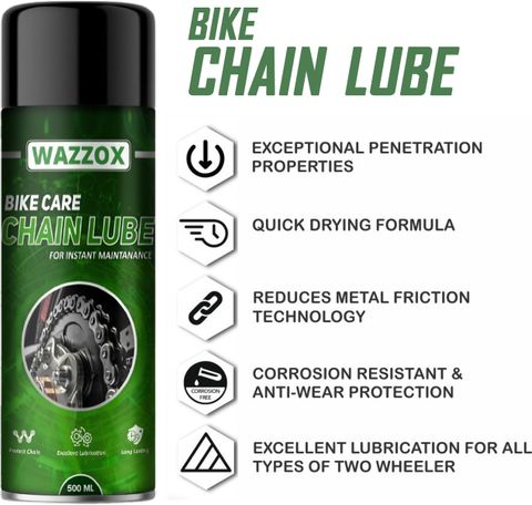 WAZZOX Bike Chain Lubricant Spray With Brush Cleaner For All Chain Type | Lubrication Rust protection Prevent Chain Breakage Chain Oil (500 ml, Pack of 1) - Image 6