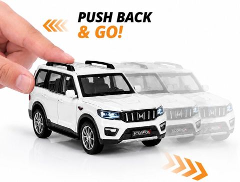 BARKORA 1:32 Scale Die Cast Scorpio N SUV Toy Car (White) - Image 5
