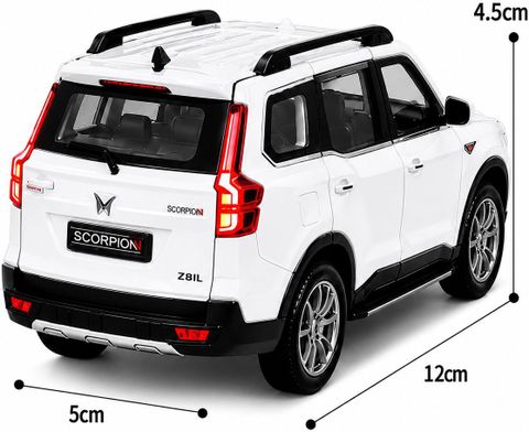 BARKORA 1:32 Scale Die Cast Scorpio N SUV Toy Car (White) - Image 4