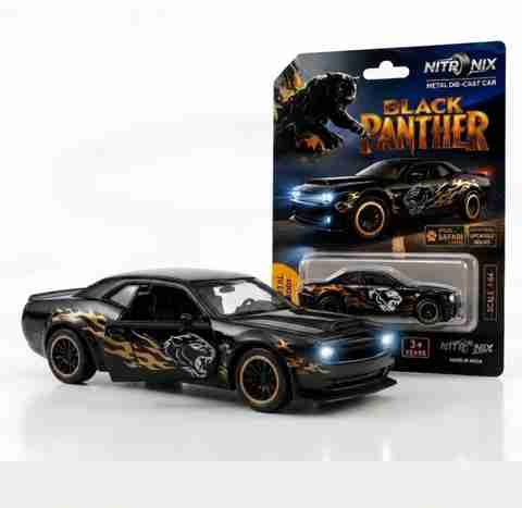 kikilala 1:64 Black Panther Dodge Challenger Car Premium Die Cast Metal Collectible Toy (à¤à¤¾à¤²à¤¾) - Image 4