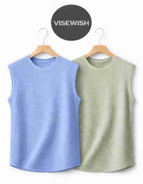 VISEWISH Pack of 2 Casual Textured Muscle Summer Men Vest - Image 5