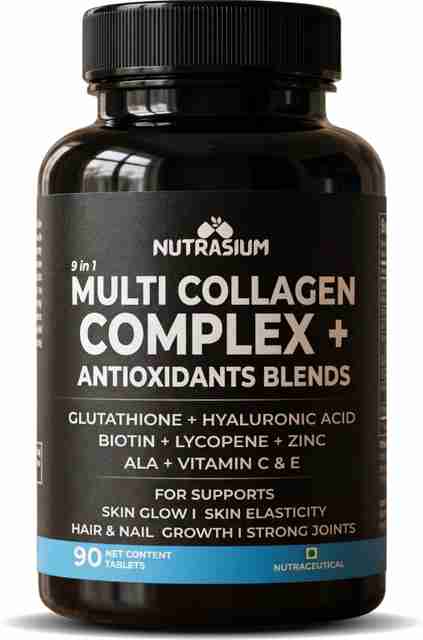 glutathione collagen complex NUTRASIUM Multi with for Skin glow and hair growth Price in India Category_Shop By Goal/General Wellness For Beloved One Advanced Multi Pack:Pack Of 9