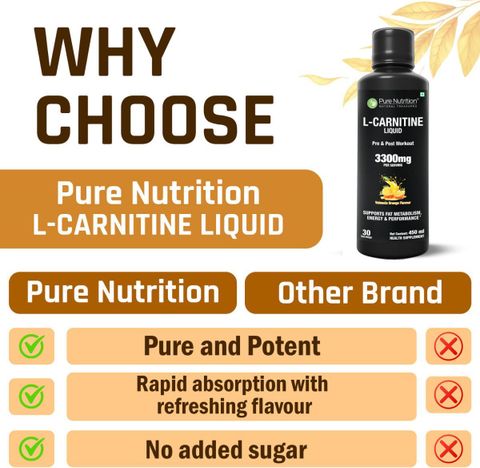 Pure Nutrition L-Carnitine Liquid 3300 mg | Fat Metabolism & Energy Support | 900ml Price in India - Buy Pure Nutrition L-Carnitine Liquid 3300 mg