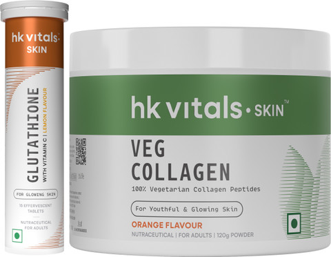 hk vitals glutathione flipkart Effervescent, Lemon, 15 Tablets + Veg Collagen Supplement, Orange Price in India APLB Glutathione Niacinamide Mist