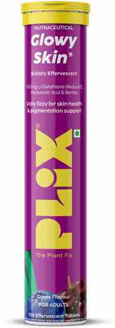 The Plant Fix Plix Glowy Skin Tablets | 500mg L-Glutathione & Vitamin C | Pack Of 1, Grape. Price in India - Buy The Plant Fix Plix Glowy Skin Tablets