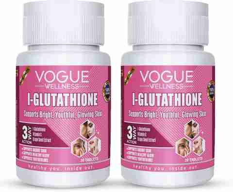 Vogue Wellness L Glutathione Tablets Glowing Skin, Reduce Pigmentation & Clear Skin Price in India