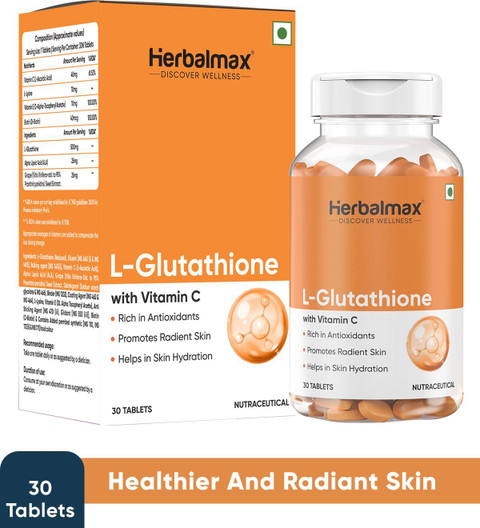 Herbal max L-Glutathione with Vitamin C, Rich in Antioxidants | Promotes Radiant Skin Price in India - Buy Herbal max L-Glutathione with Vitamin C, Rich in Antioxidants
